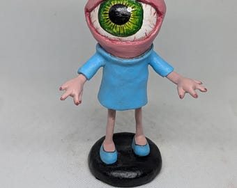 Aileen- Eyeball Figurine, Weird lowbrow Monster Art Sculpture
