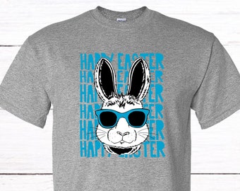 Easter Bunny In Shades Happy Easter T-Shirt  // Unisex Soft Style on Gray, Black or White