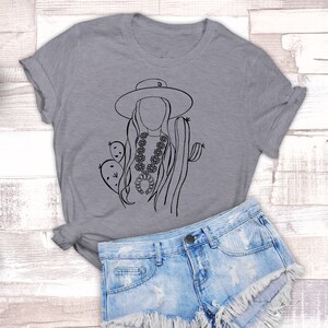 Girl Cactus Country T-Shirt  // Unisex Soft Style on Gray or Clay