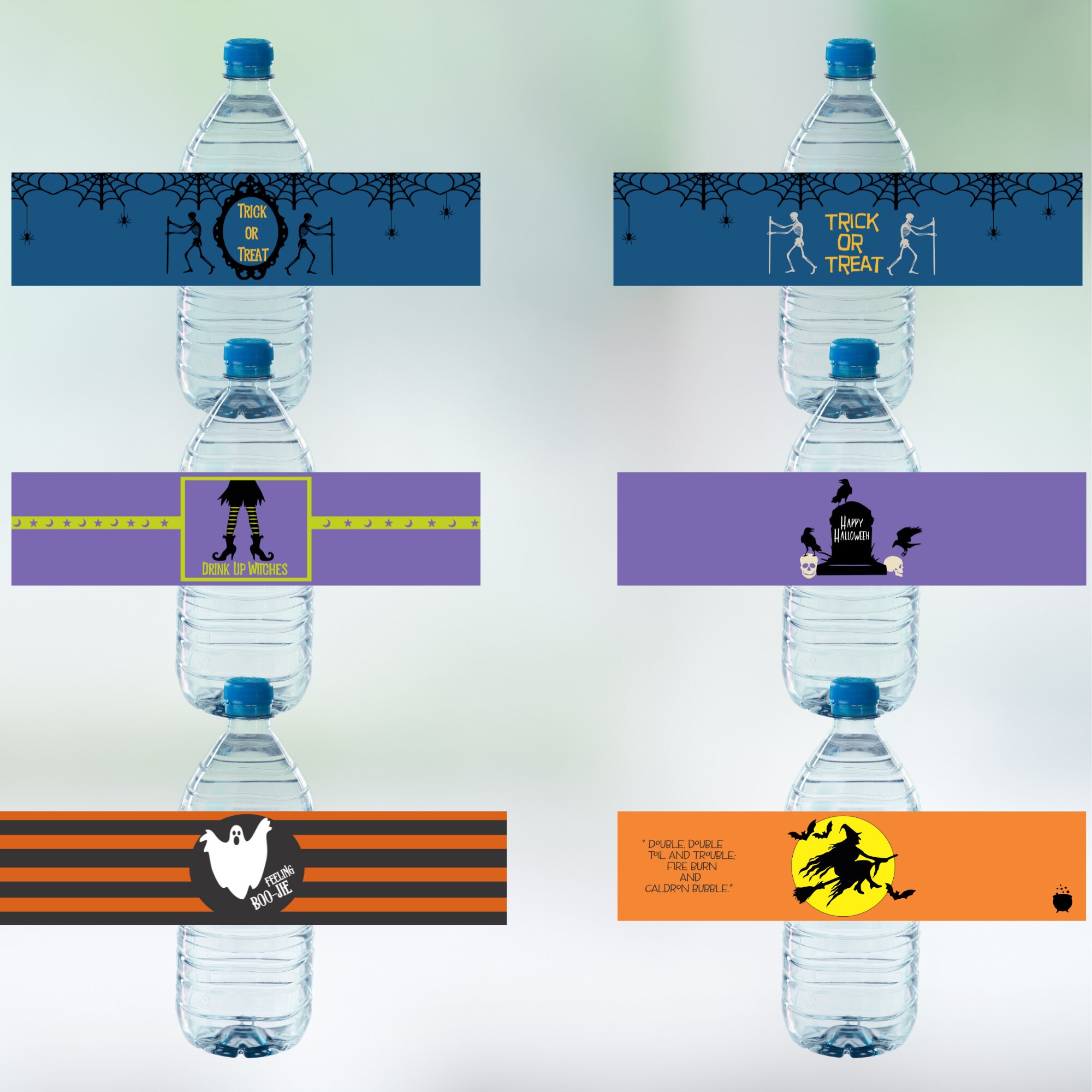 Holiday Water Bottle Labels Halloween Bottle Labels Water Etsy