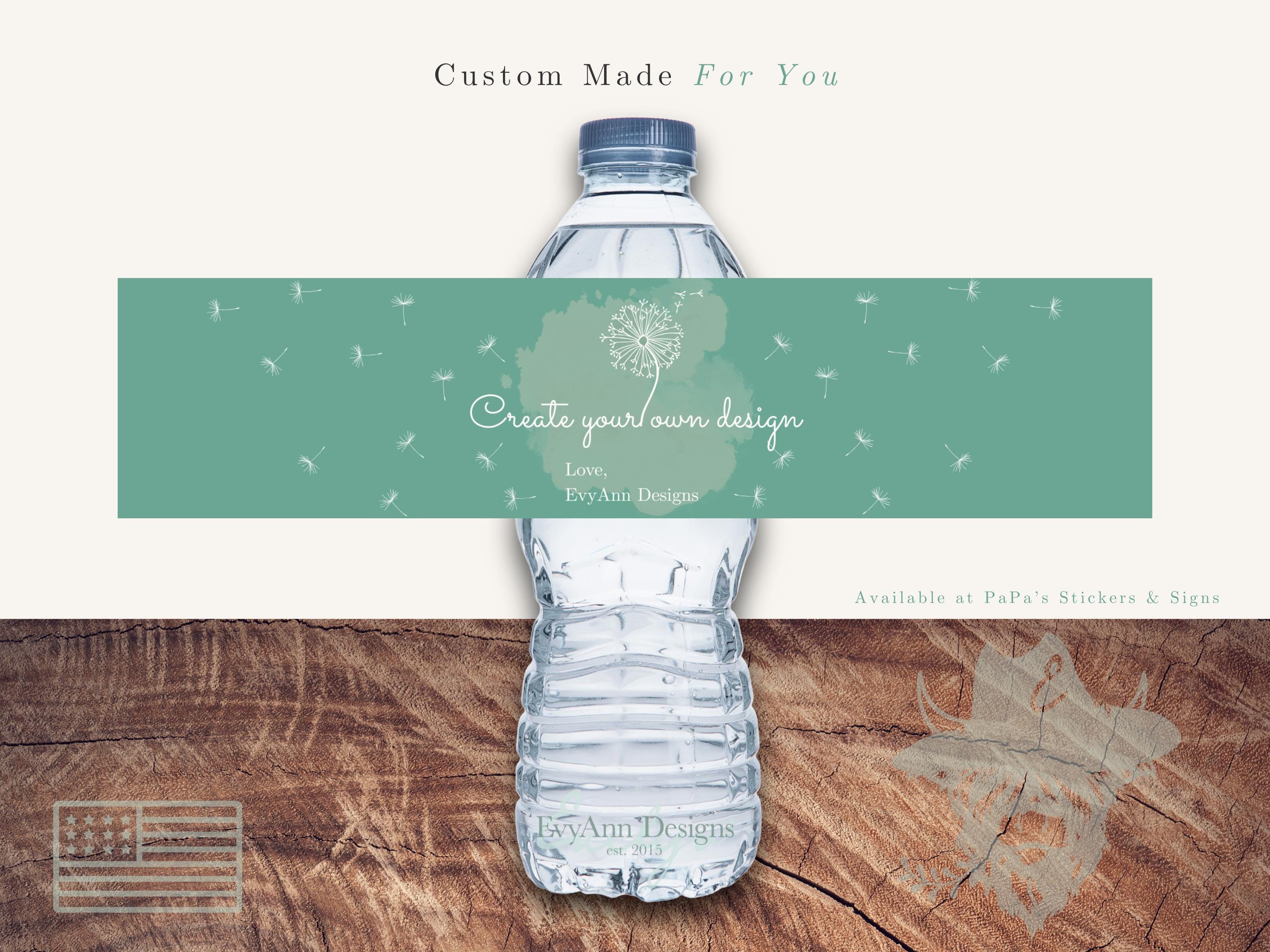 Custom Water Bottle Labels, Personalized Event Labels, Design Your Own, Any Theme, Colors, Text, Fully Custom, Party Favor Stickers - WB1001
