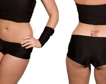 Low waisted leather shorts bottoms, high waisted, faux leather stretch