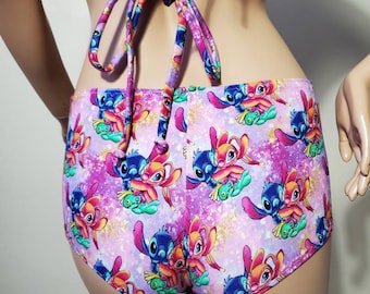 Lilo Stitch Angel purple 2 piece set Cartoons bikini bra and shorts swim base