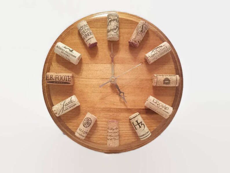 Wine Themed Clock Cork Clock Bar Clock Oak Clock Wine Etsy