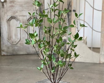Faux Farmhouse Linden Glade 3' Tree Spring Decorating Potted Plant Bush Tree Staging Green Leaves House Plants