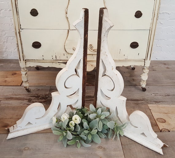 Large Set Of 2 Antique Salvaged White Victorian Corbels Etsy