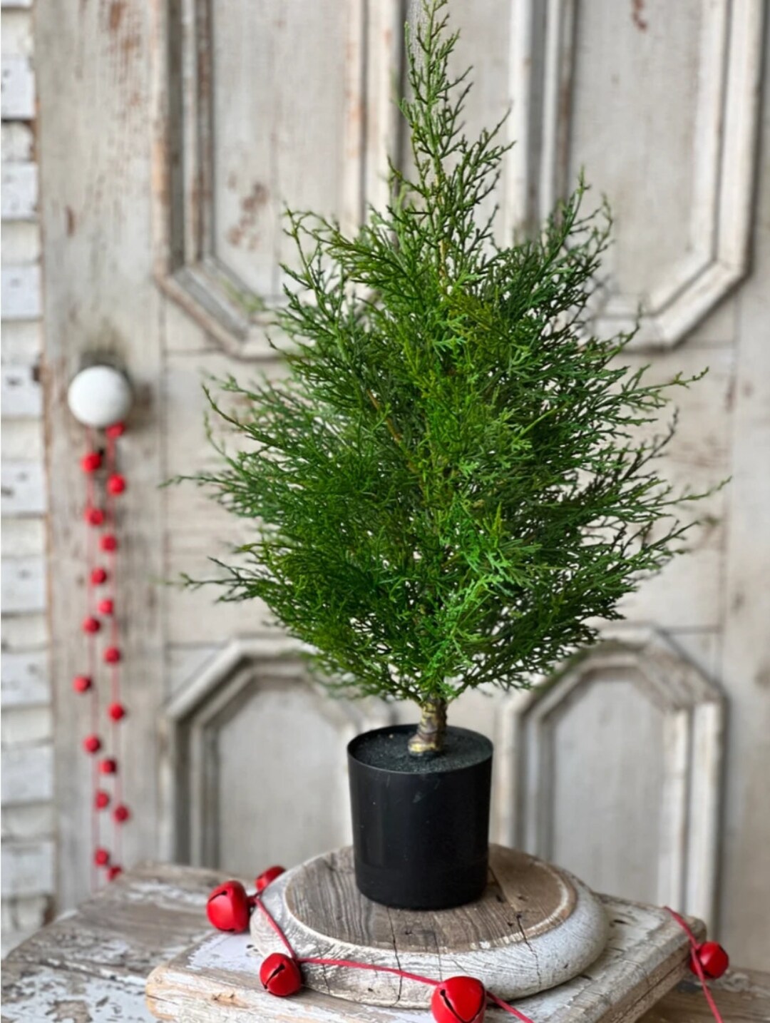 Faux Mckinley Cedar Christmas Tree 2ft Tall Potted Base Christmas