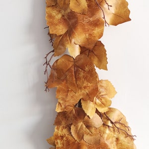 Old Maple Leaves 6ft each Viral Fall Garland for Mantle Brown Maple Leaf Stem Farmhouse Decor Garland Fig Spray Aged Dried Look Set of 2 image 3