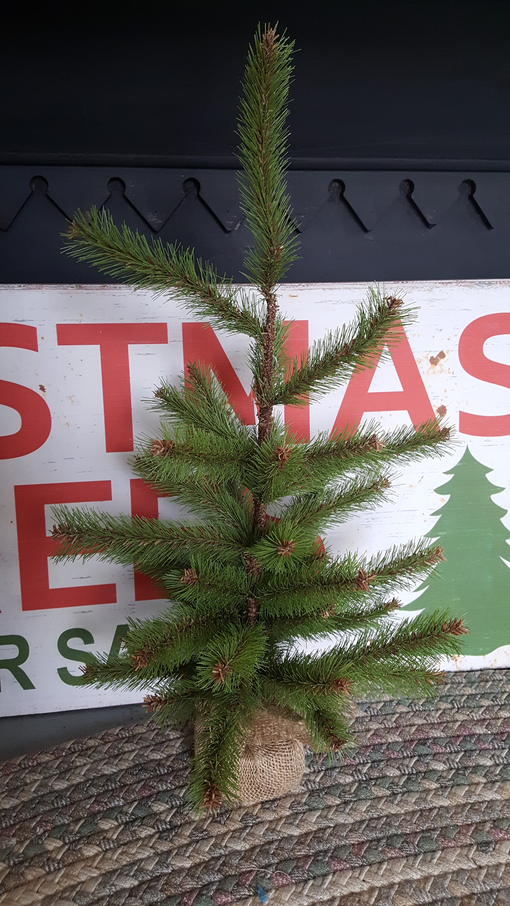 First Year Faux Pine Seedling Christmas Tree 2ft Tall Burlap Etsy