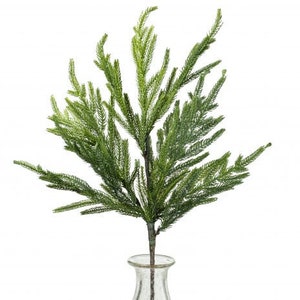 Christmas Norfolk Pine Branch Spray Stem 36&quot; Tall Realistic Fir Stem Norfolk Collection BUNDLE OF 6 Holiday Decorating Wreath Vase Decor