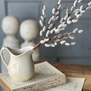 Artificial Faux Winter Spring Willow Bud Stem Spray 16&quot; White Neutral Farmhouse Wedding Florals Bundle of 3 Stems