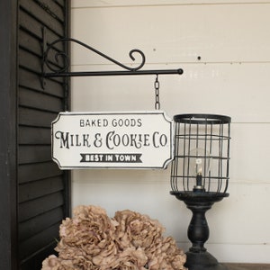 Christmas &quot;Milk & Cookie Co.&quot; Metal Sign with Bracket Holiday Signs Wall Decor Santa Christmas Signs