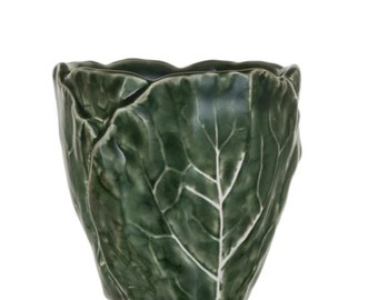 Green Cabbage Cabbageware Planter Cup Leaf Ceramic Spring Easter Farmhouse Decor Table Setting Collection Cabbage Dish