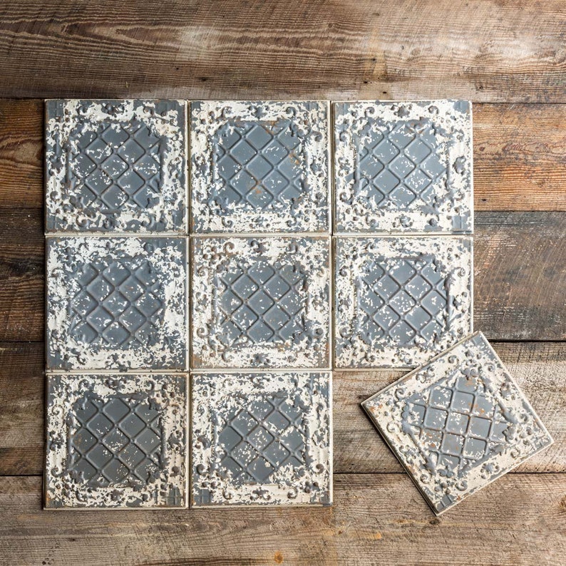 antique white tile backsplash