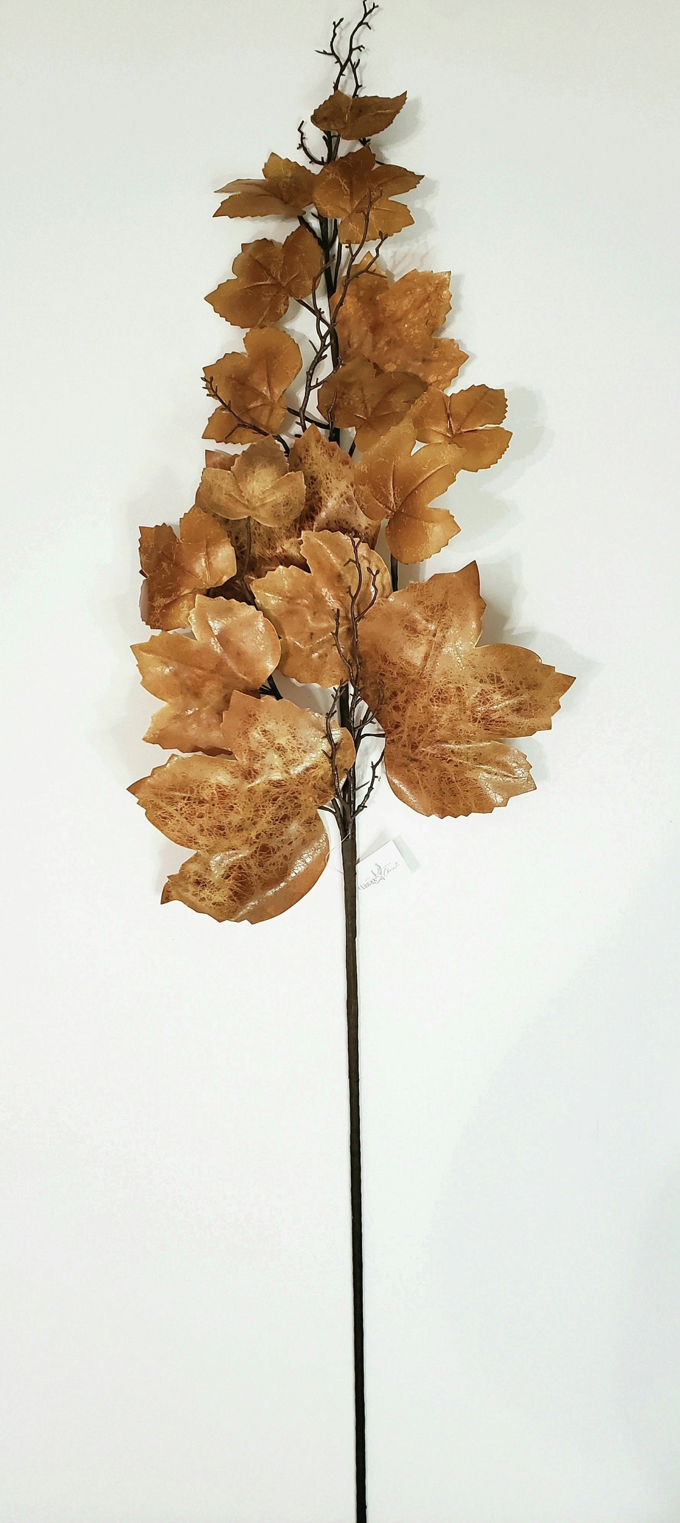 Old Maple Leaves Fall Brown Maple 4ft Leaf Spray/Stem/Branch with Twigs Brown Leaf Viral 48" Aged Dried Farmhouse Decor Floral Fig Tall Leaf