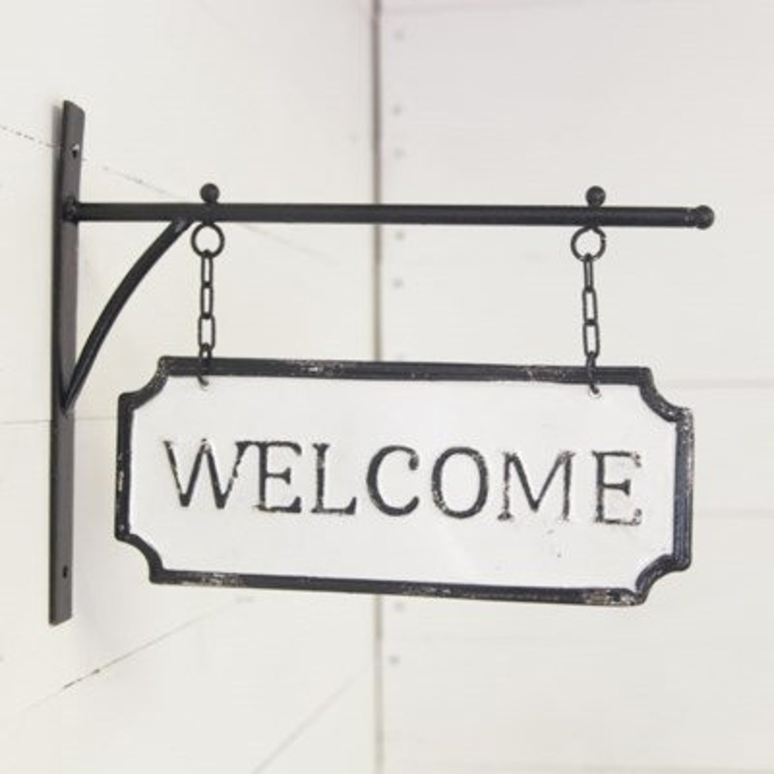 Metal Welcome Sign With Hanging Display Bar Farmhouse Black - Etsy