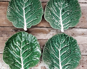 Green Cabbage Cabbageware Dinner Plates set of 4 Leaf Ceramic Spring Easter Farmhouse Decor Table Setting Collection Cabbage Dish