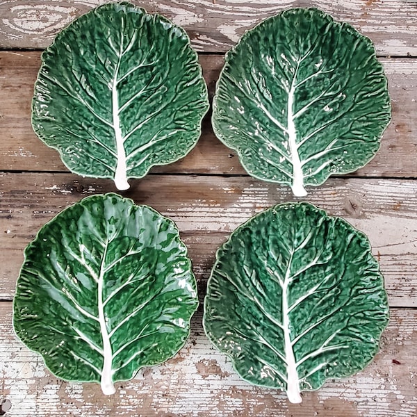 Green Cabbage Cabbageware Dinner Plates set of 4 Leaf Ceramic Spring Easter Farmhouse Decor Table Setting Collection Cabbage Dish