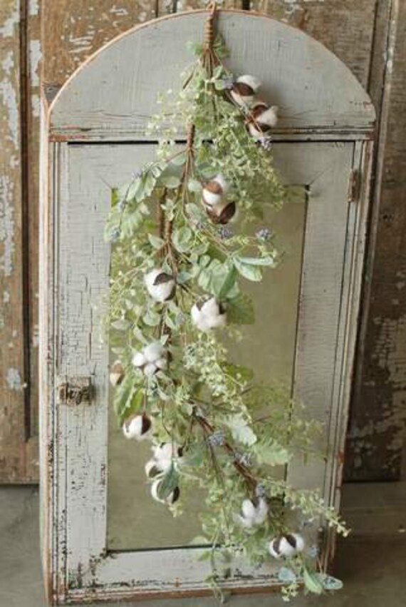 Cotton Ann 4 Foot Garland Dusty Miller And Cotton Spring Etsy