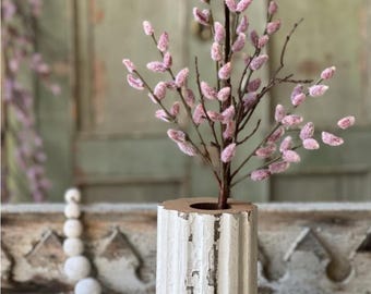Artificial Faux Winter Spring Blushing Pink Catkin Willow Bud Stem Spray 16" Pink Easter Neutral Farmhouse Wedding Florals Bundle of 3 Stems