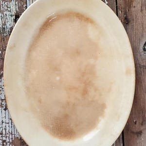 Antique Ironstone Stained Ivory/White Platter English Stoneware Large Serving Platter