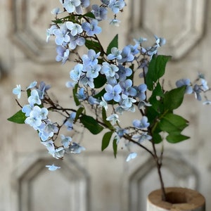 Canterbury Blue Mist Hydrangea Floral Stem Spray Farmhouse Neutral Color Vase Decor Wedding Decor Faux Flower Stems