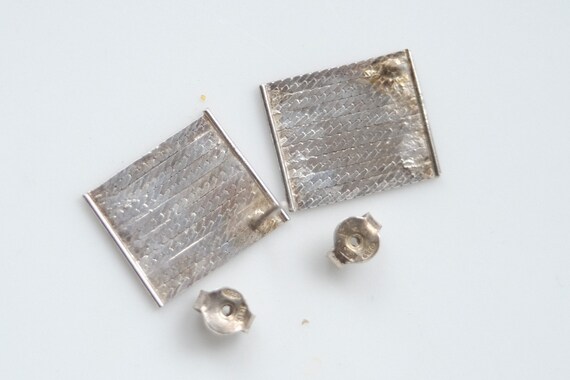 Preowned Sterling Silver Flat Rectangle Earrings - image 4