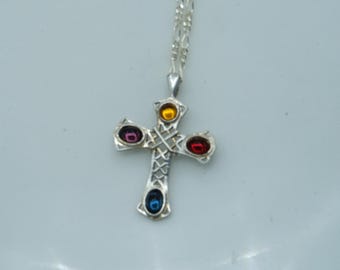 Preowned Sterling Silver Celtic Cross on 24 inch Chain
