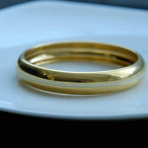 Vintage Monet Gold Tone Cream Stripe Enamel Bangle