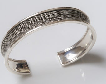 Sterling Silver Weaver Pattern Cuff Bracelet