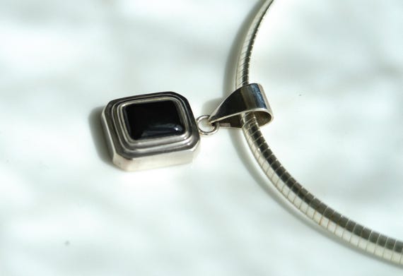 Preowned Silpada Rectangle Inlayed Onyx Pendant o… - image 2