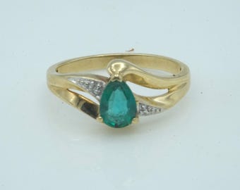 Preowned 10K Yellow Gold Emerald (Lab Created) Solitary Ring Size 7