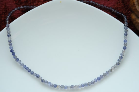 Preowned 4mm Iolite Beads Necklace with Sterling Silver Claps