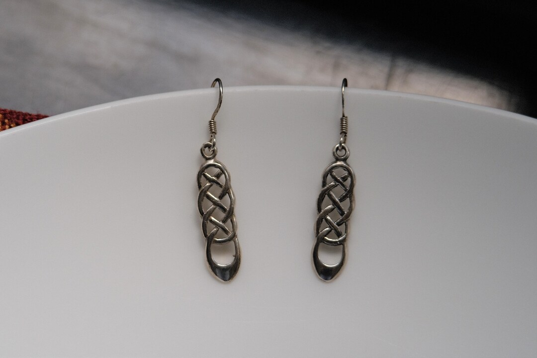 Preowned Sterling Silver Celtic Knot Hook Earrings - Etsy