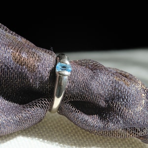 Vintage Simple Sterling Silver Band with Blue Topaz