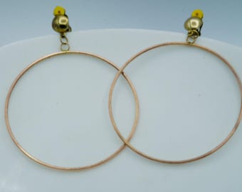 Vintage Large Copper Hoop Clip on Earrings