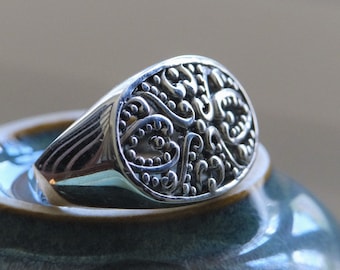 Vintage Sterling Silver Filigree Wide Ring Size 6 or 8