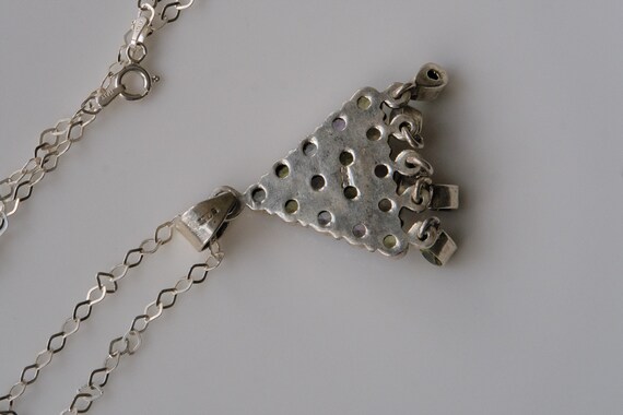 Vintage Sterling Silver Multi-Stone Triangle Neck… - image 3