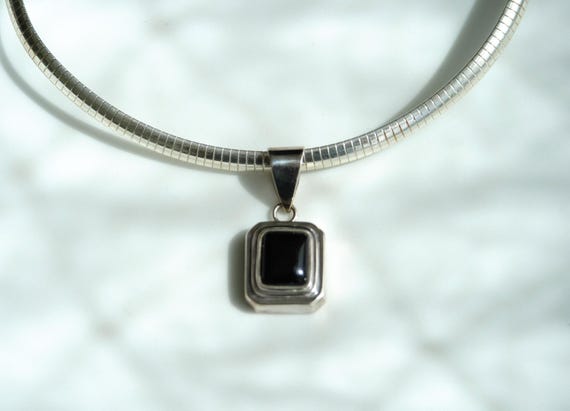 Preowned Silpada Rectangle Inlayed Onyx Pendant o… - image 1