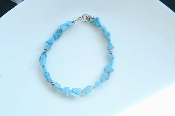 Preowned Sterling Silver Simulated Turquoise Chip… - image 1