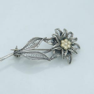 Vintage 800 Silver Filigree Floral Pin/Brooch