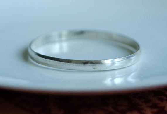 Sterling Silver Simple Round Bangle - image 1