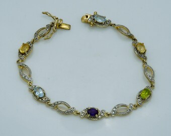 Preowned 18K Vermeil Multi Stone Linked Bracelet By Ross Simons