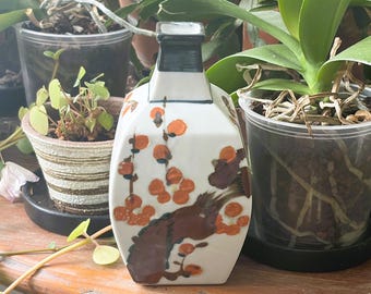 Vintage Japanese Hand Painted Cherry Blossom Vase - By Kazan Kiln