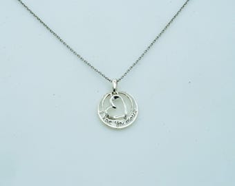 Preowned Sterling Silver "I Love you More" Pendant on 18 inch Chain