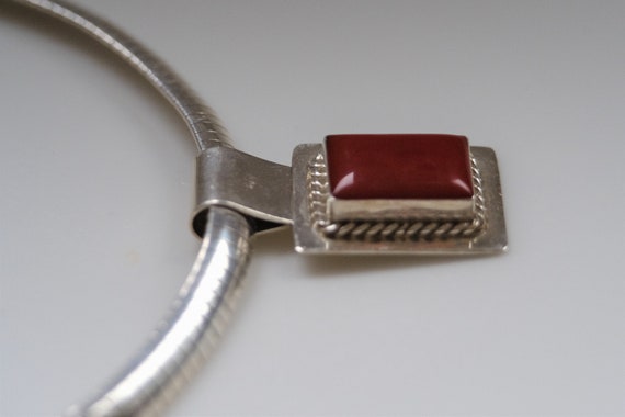 Preowned Red Coral Pendant with 8mm 16 inch Omega… - image 4