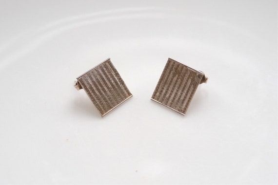 Preowned Sterling Silver Flat Rectangle Earrings - image 2