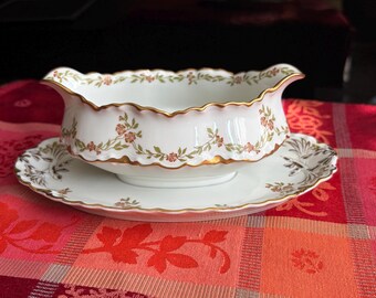 Antique Haviland Limogoes Schleiger 523 Gravy Boat With Under Plate