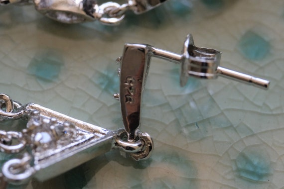 Vintage Sterling Silver CZ Dangle Earrings - image 3