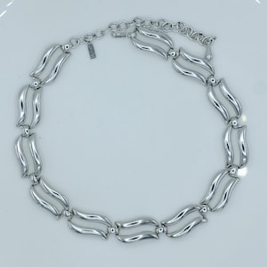 Vintage Monet Silver Tone Linked Choker with Extension